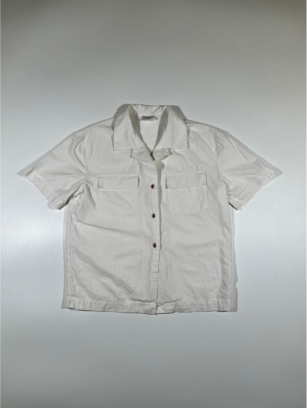 Montserrat White Linen Button-Up Shirt Women's XS Short Sleeve Camp Collar